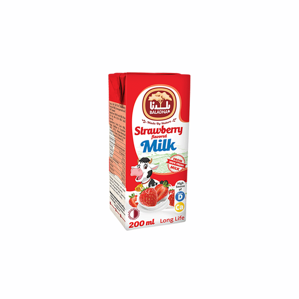 Baladna Long Life Milk Strawberry 200ml x24's